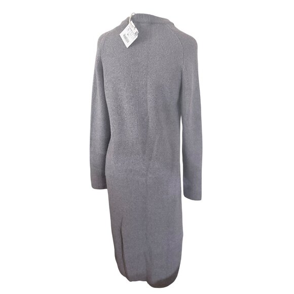 NWT Zara Knit Midi Dress Womens S Gray Knitted Bodycon Ribbed Stretch - Picture 4 of 10